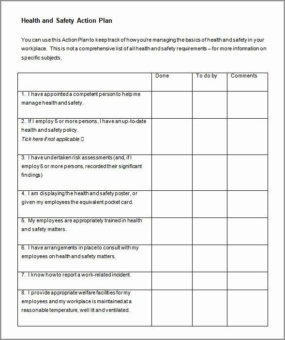 √ Free Printable Safety Action Plan Template