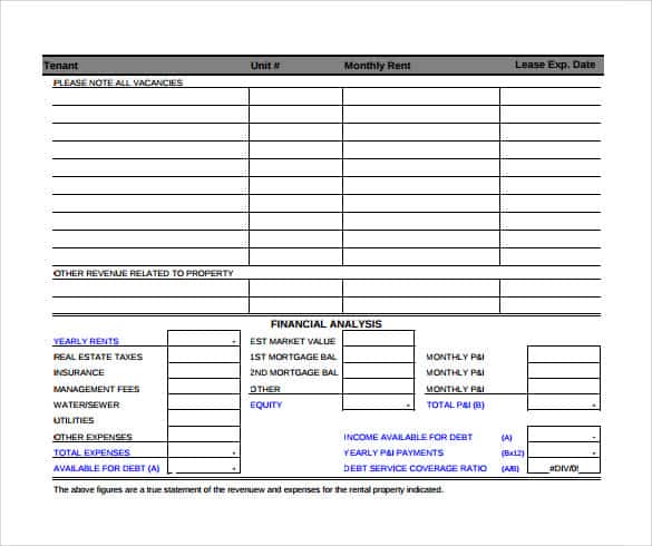 Rent Roll Templates Word Excel Samples