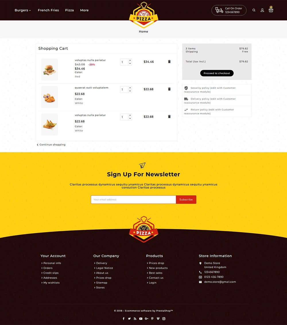 Pizza Fast Food & Restaurant Responsive Theme