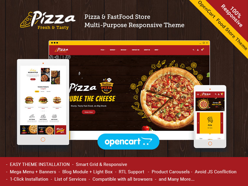 Pizza OpenCart Theme for Online Pizza & Fast Food Store TemplateTrip
