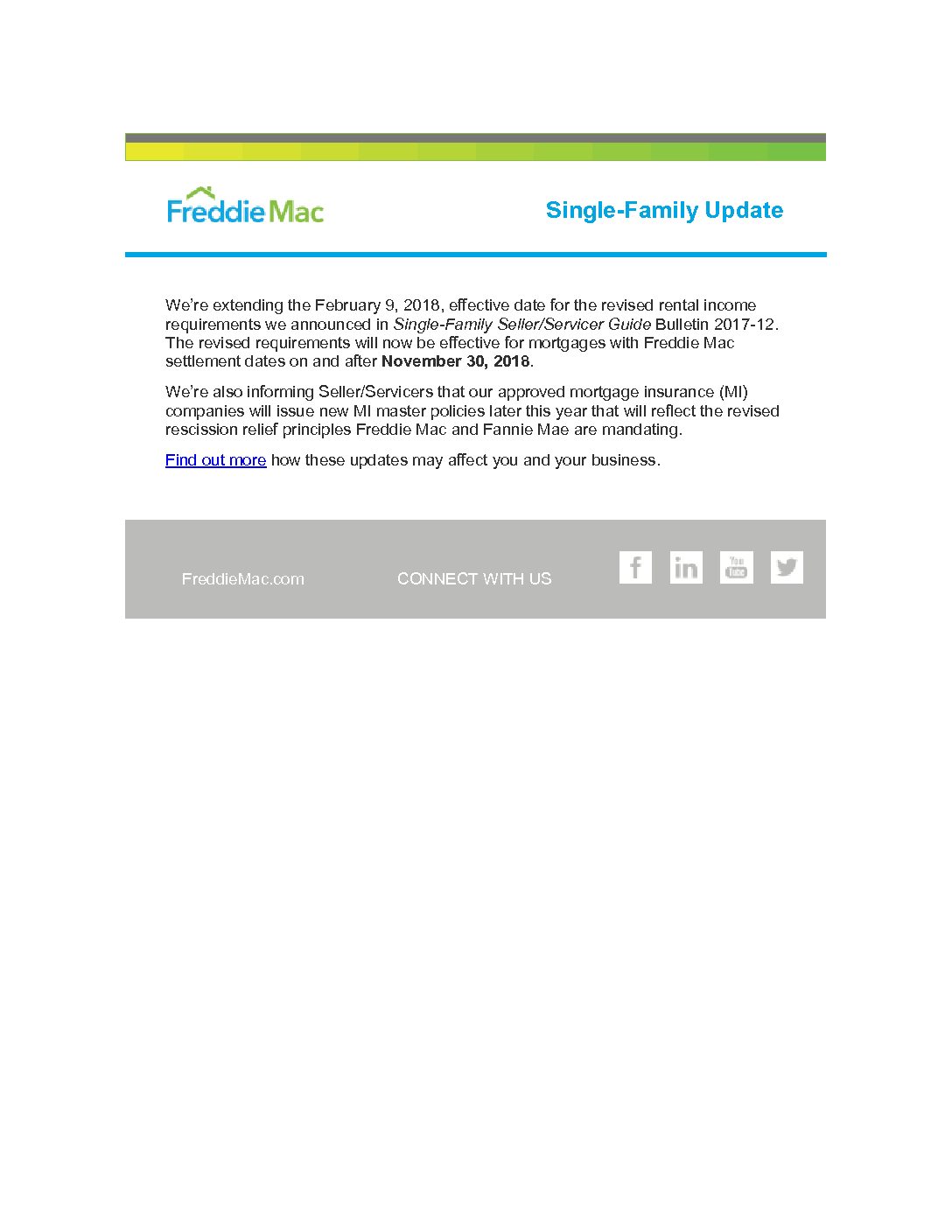 Click here to view the Freddie Mac SingleFamily Update TENA