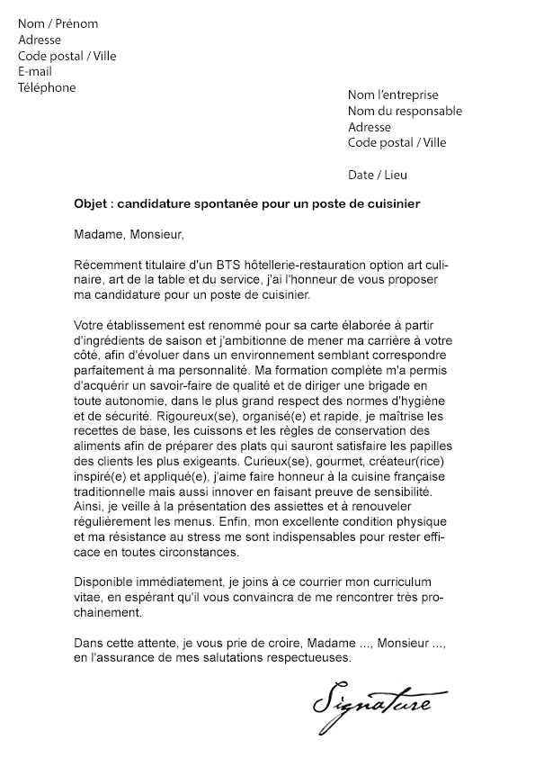 Exemple de lettre de motivation cuisinier gratuit tendancesdesign.fr