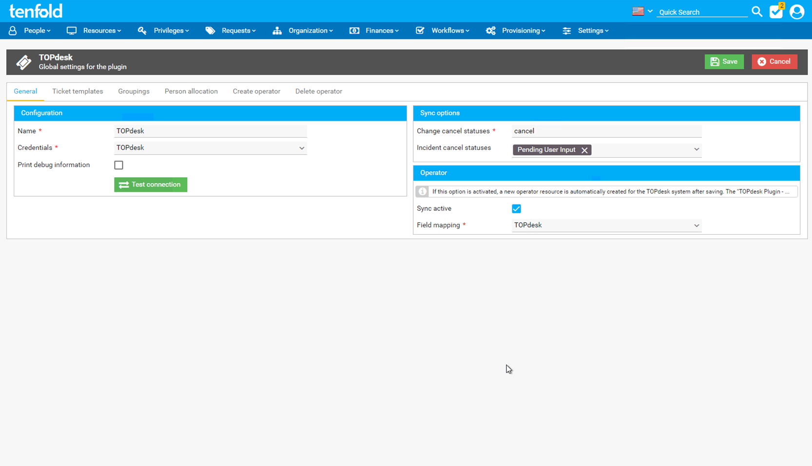 TOPdesk Plugin für tenfold Access Management