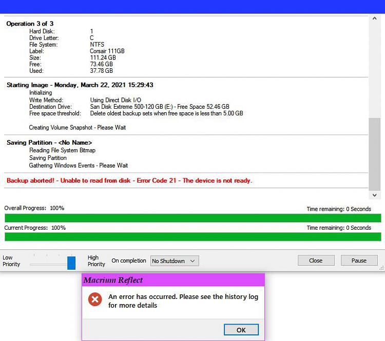 Macrium Reflect Error 9