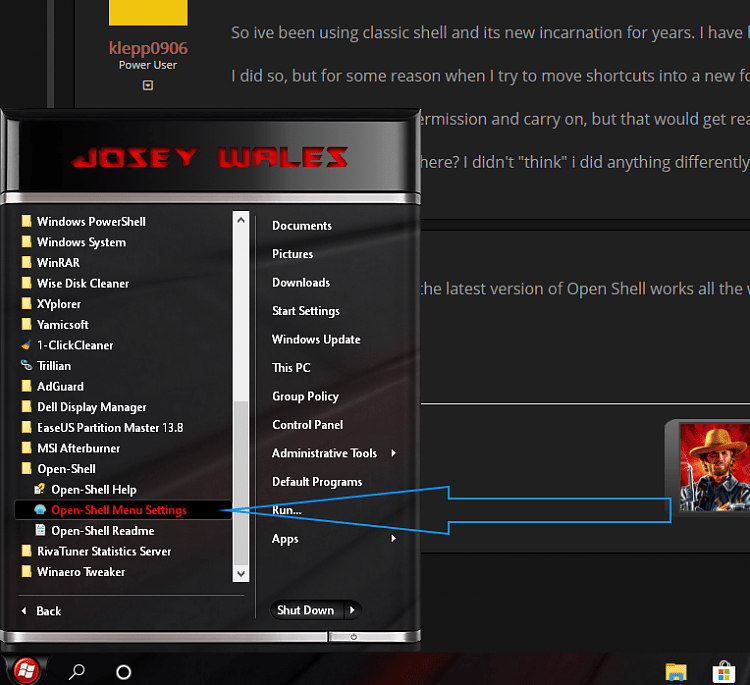 Classic Shell/Open Shell users.... cant move/modify start menu items