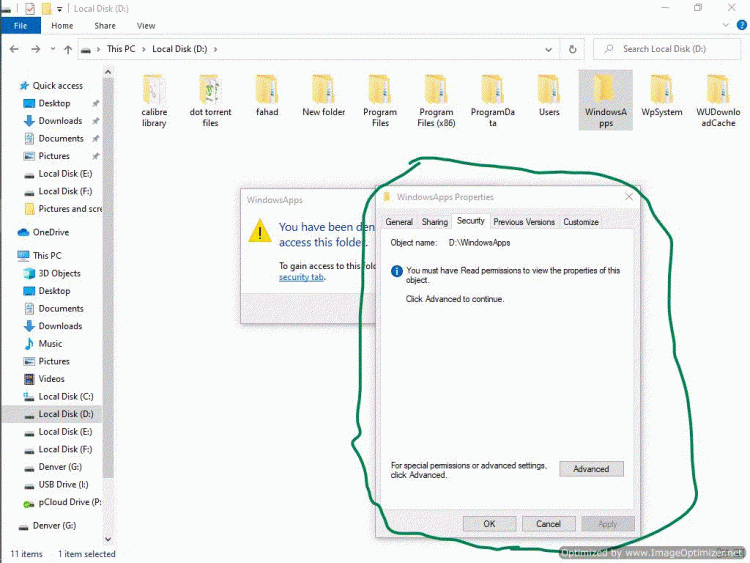 windows 10 preventing me to access/open windowsApp folder Windows 10