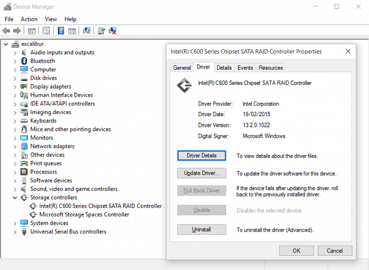 Intel RST RAID driver in Windows 10 causing disk errors