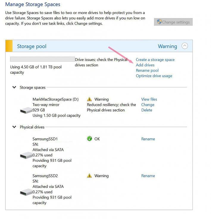 Windows Storage Spaces Replacing a Failed Disk [Twoway Mirror