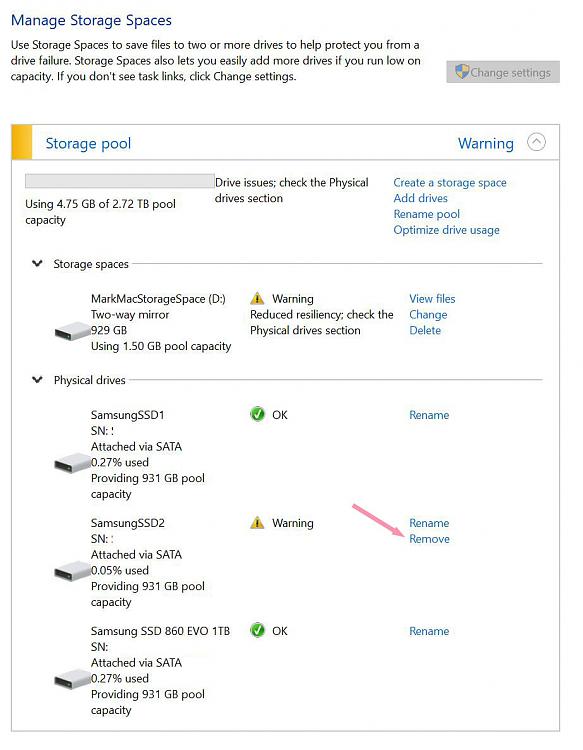 Windows Storage Spaces Replacing a Failed Disk [Twoway Mirror] Windows 10 Forums