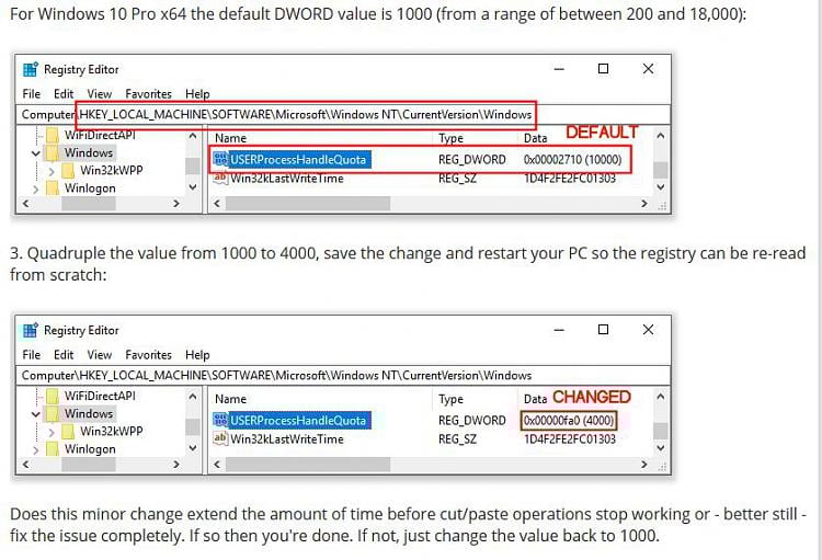 Windows 10 cut and paste not working awrts