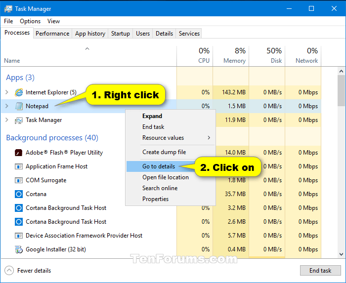 See What User a Process is Running As in Windows 10 Tutorials