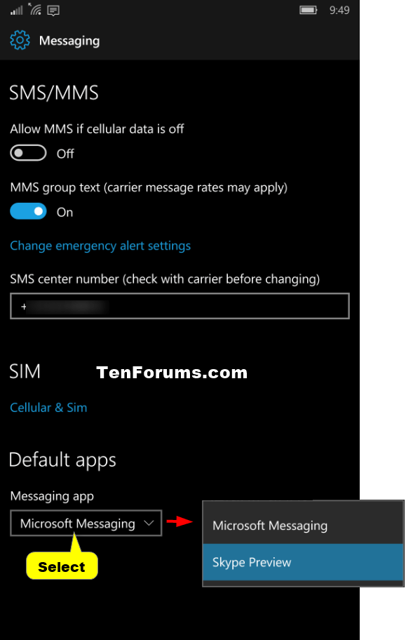 Enable or Disable SMS Sync with Skype in Windows 10 PC and Mobile Tutorials