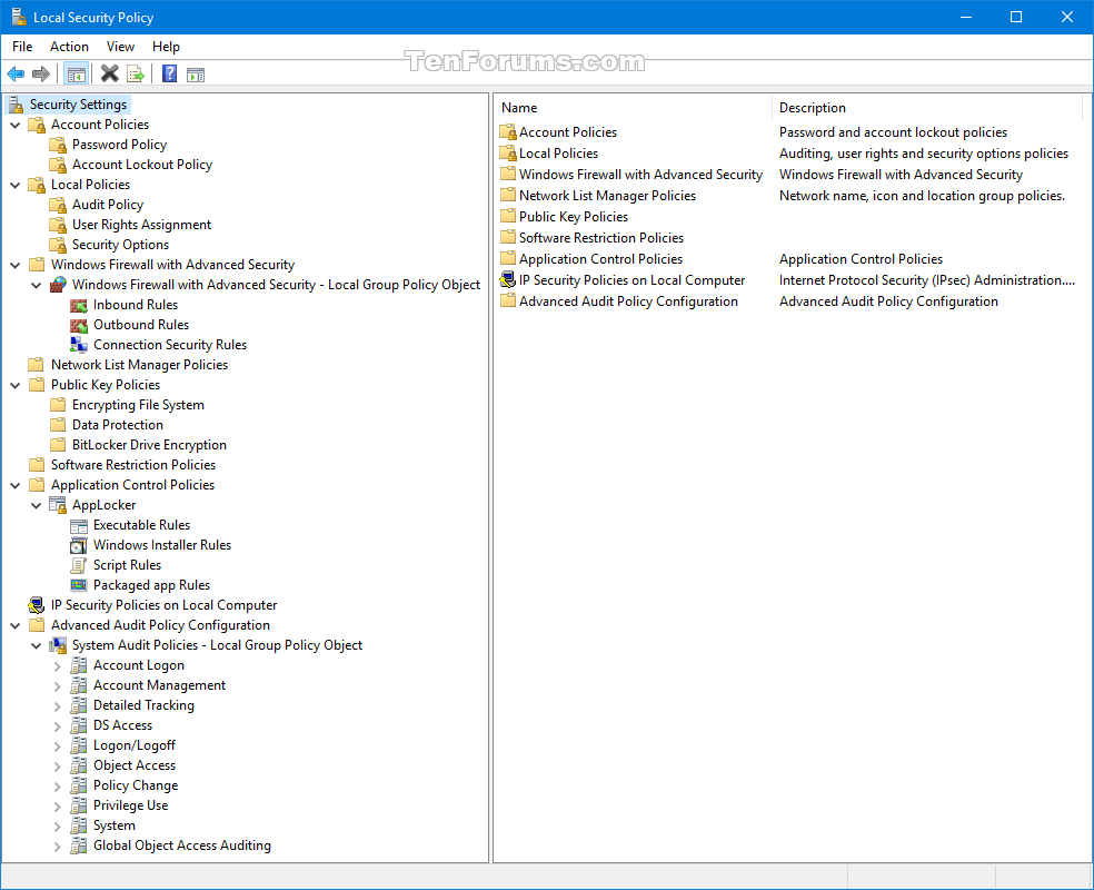 Reset Local Security Policy Settings to Default in Windows Tutorials
