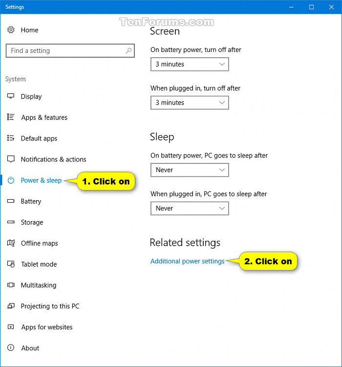 Change Power Plan Settings in Windows 10 Tutorials
