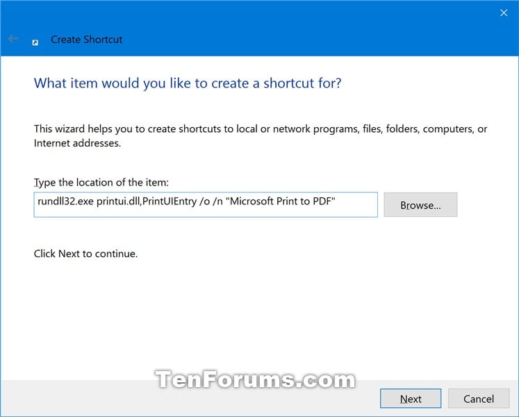 Create Printer Queue Shortcut in Windows 10 Tutorials