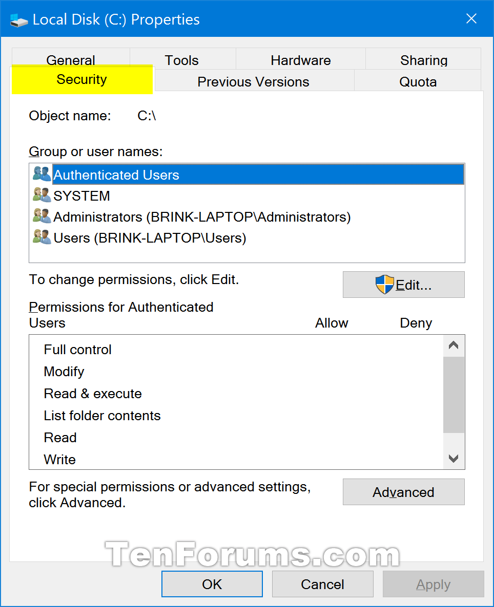 Where Is The Security Tab In Windows 10
