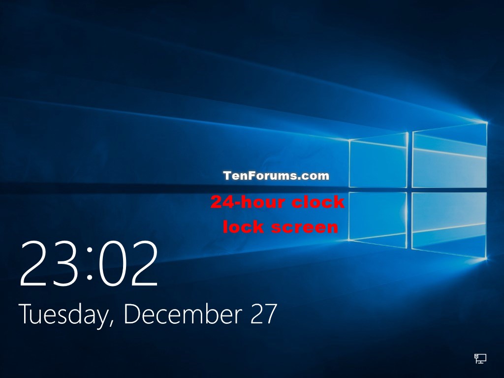 Change Lock Screen Clock to 12 hour or 24 hour Format in Windows 10