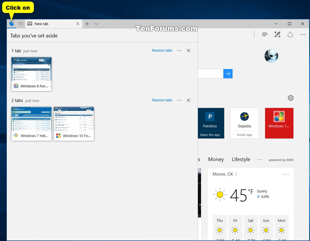 Set Aside Groups of Tabs in Microsoft Edge in Windows 10 Tutorials