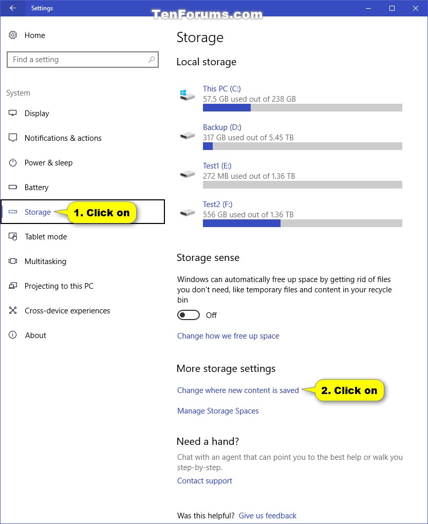 Change Save Location for New Apps in Windows 10 Tutorials