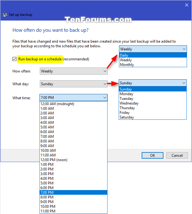 Change Windows Backup Settings in Window 10 Tutorials