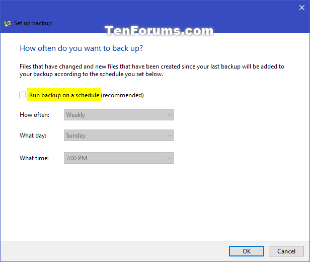 Change Windows Backup Settings in Window 10 Tutorials