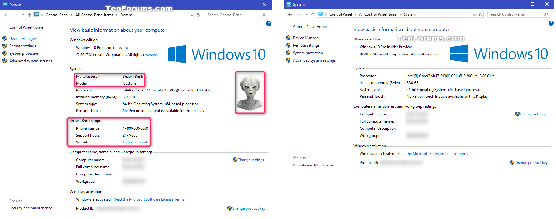 Customize OEM Support Information in Windows 10 Tutorials