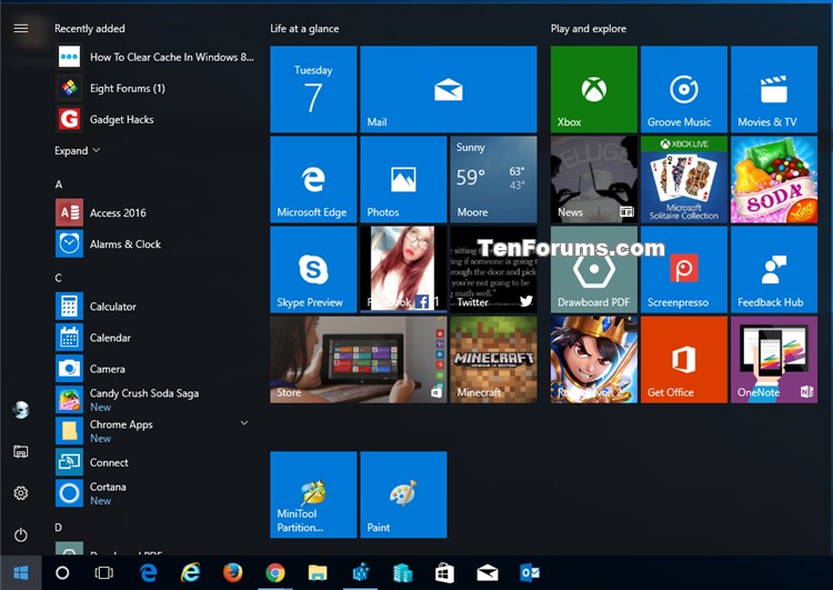 Clear Live Tile Cache on Start in Windows 10 Tutorials