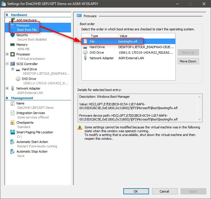 HyperV Create and Use VHD of Windows 10 with Disk2VHD Tutorials