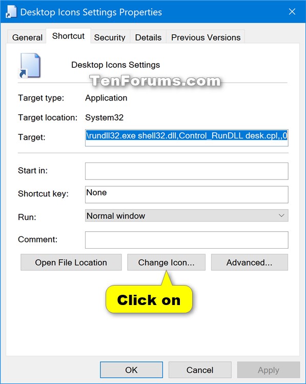 Create Desktop Icon Settings Shortcut in Windows 10 Tutorials