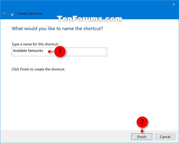 Create Available Networks shortcut in Windows 10 Tutorials