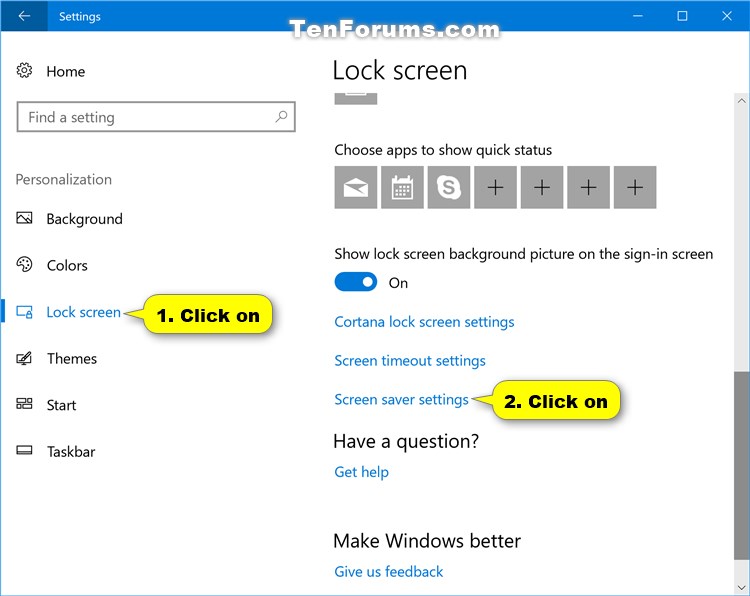 Customization Change Screen Saver Settings in Windows 10