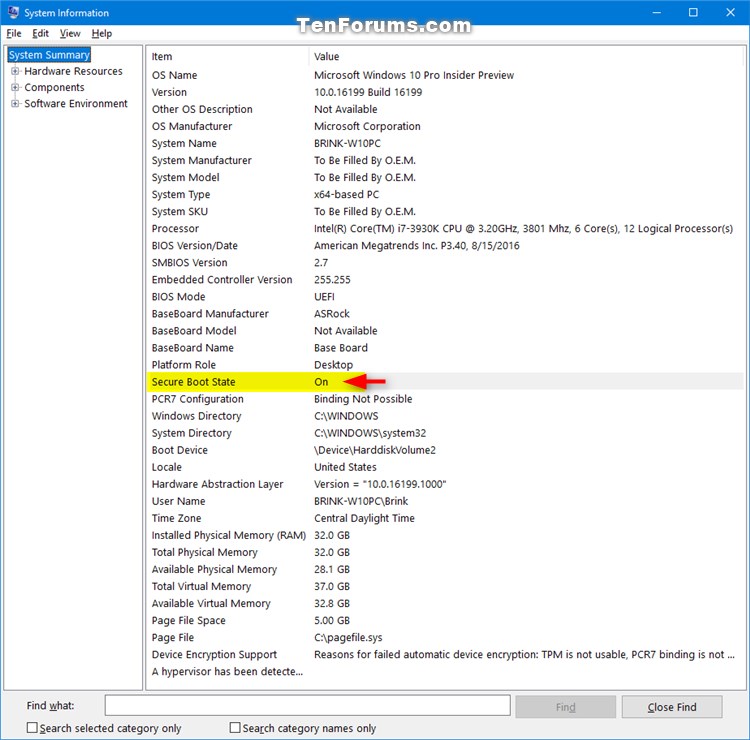 Check if Secure Boot is Enabled or Disabled in Windows 10 Tutorials
