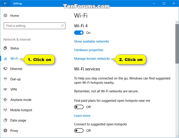 Delete Wireless Network Profile in Windows 10 Tutorials