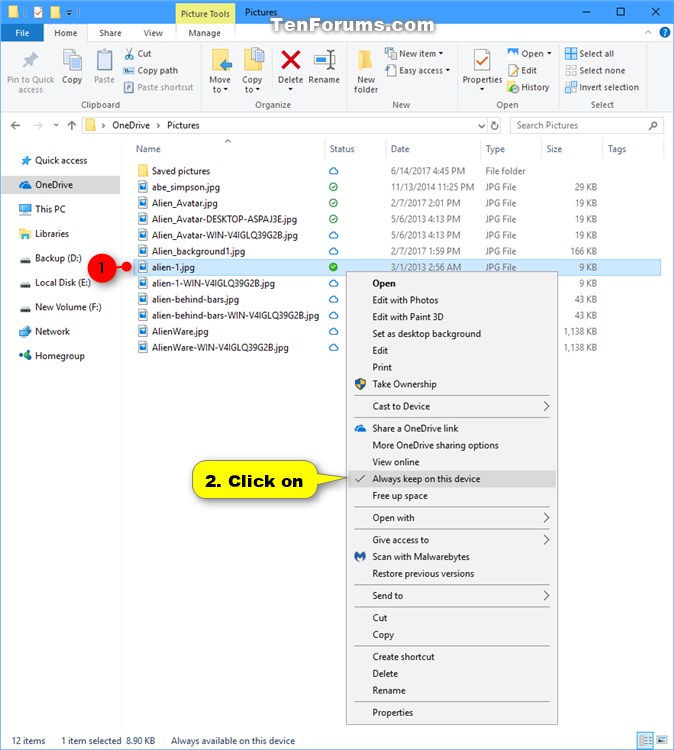 Mark OneDrive Files as Always keep on this device in Windows 10 Tutorials