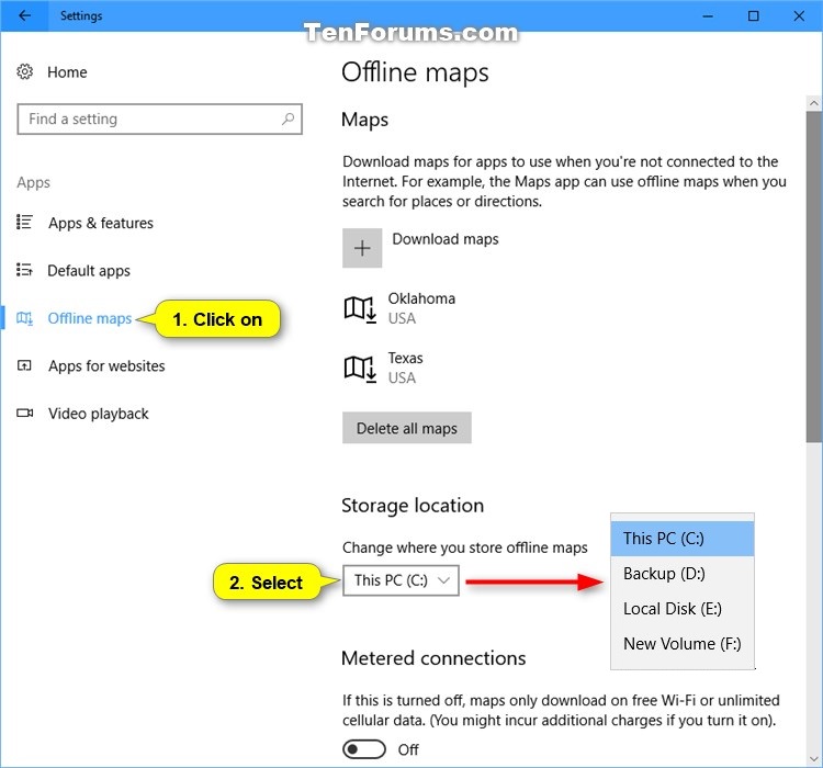 Windows 10 Offline Maps Storage Location