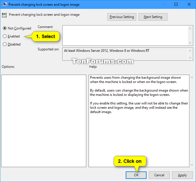 Enable or Disable Changing Lock Screen Background in Windows 10 Tutorials