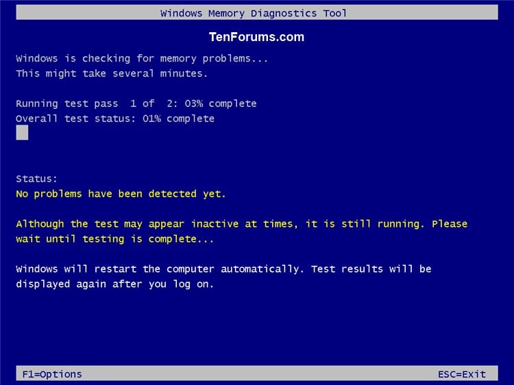 Run Windows Memory Diagnostics Tool in Windows 10 Tutorials