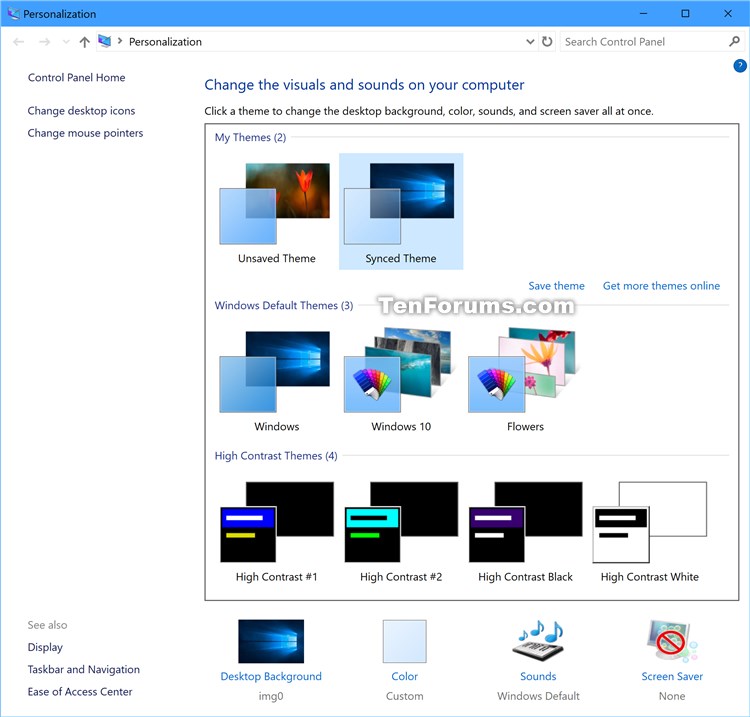 Add Personalization to Control Panel in Windows 10 Tutorials