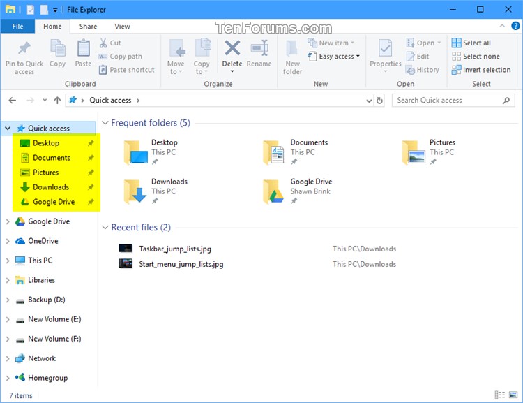 Rearrange Pinned Items On Jump Lists in Windows 10 Tutorials