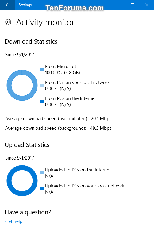 See OS and Store Update Bandwidth Usage in Windows 10 Activity Monitor