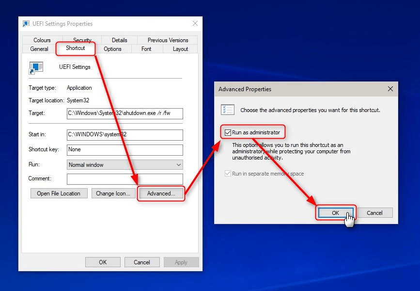 Create Shortcut to Boot to UEFI Firmware Settings in Windows 10 Tutorials