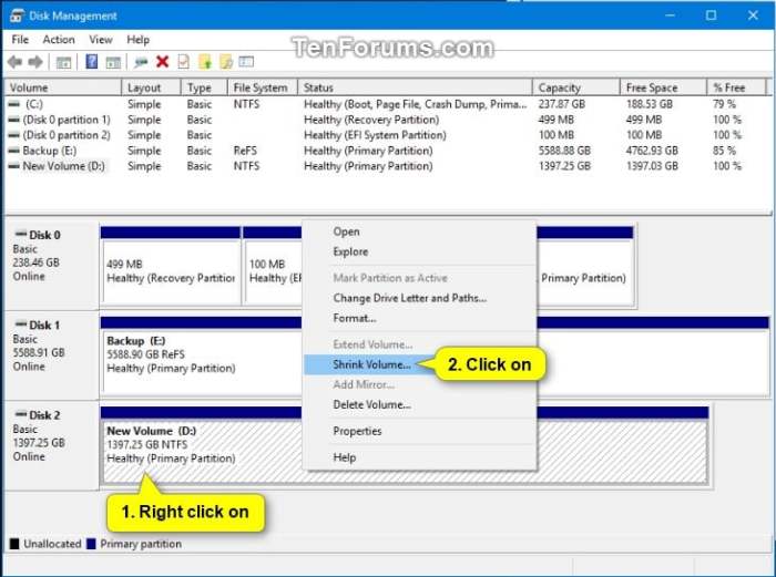 Shrink volume partition windows disk management mb tutorials tap many want type click Cara shrink volume windows 10
