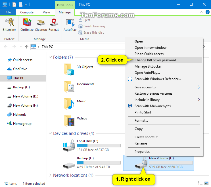 Change BitLocker Password in Windows 10 Tutorials