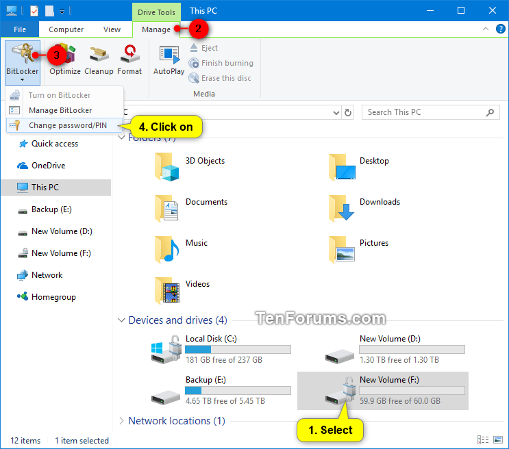 Change BitLocker Password in Windows 10 Tutorials