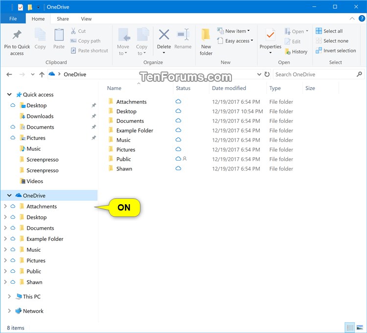 Turn On or Off OneDrive Cloud States for Navigation Pane in Windows 10