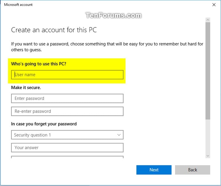 Add Local Account or Microsoft Account in Windows 10 Tutorials