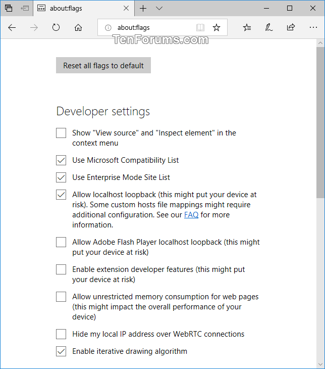 Change aboutflags Settings and Features in Microsoft Edge Tutorials