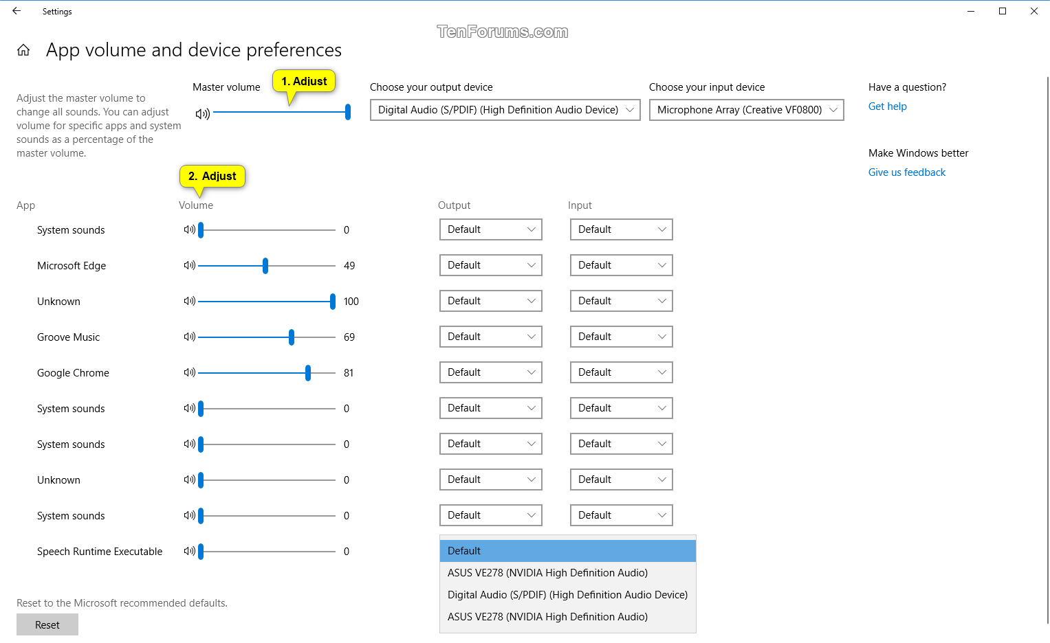 Adjust Volume Level of Individual Devices and Apps in Windows 10 Tutorials