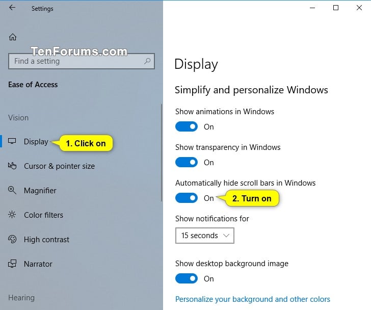 Turn On or Off Automatically Hide Scroll Bars in Windows 10 UWP Apps