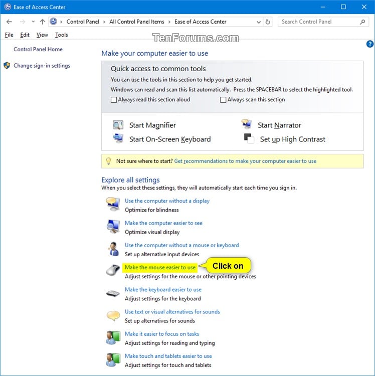 How to Enable or Disable Mouse Keys Keyboard Shortcut in Windows